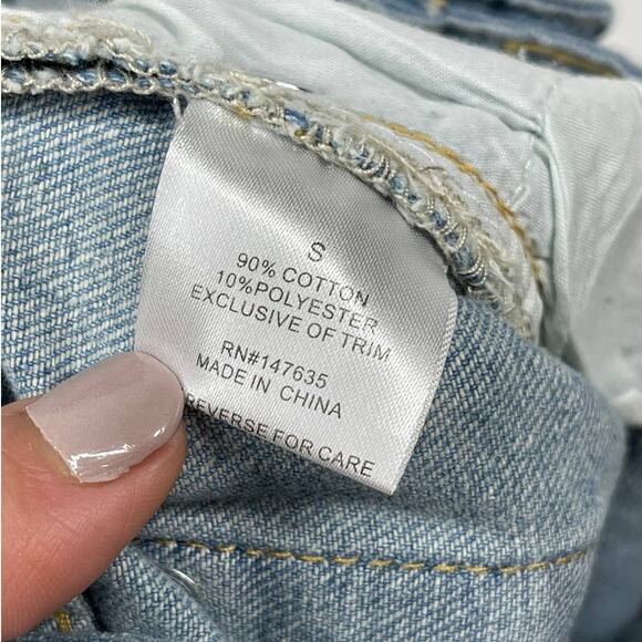 NEW Free Generation Women's Small Blue Denim Pearl Accent Step-Hem Jean Shorts - Picture 5 of 5